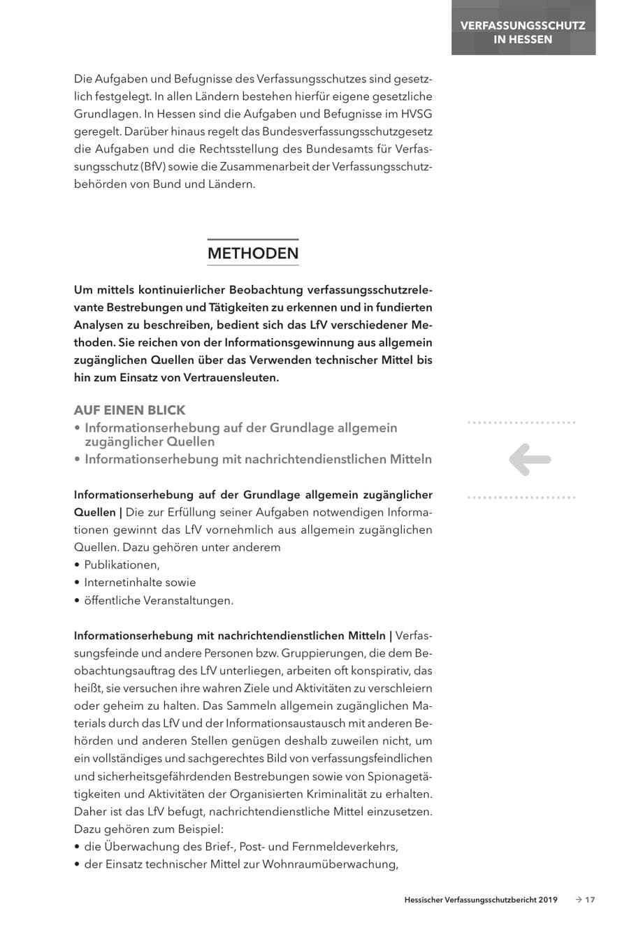 Seite 19 des Verfassungsschutzbericht 2019 Hessen