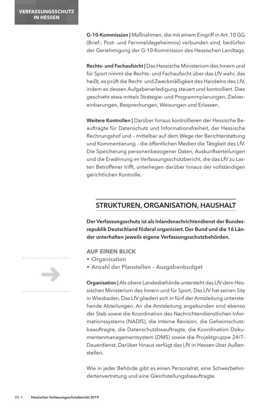 Seite 22 des Verfassungsschutzbericht 2019 Hessen