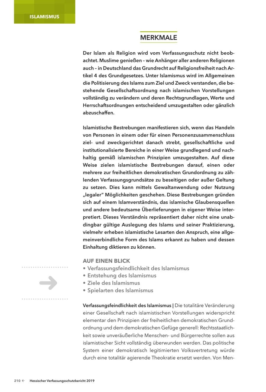 Seite 212 des Verfassungsschutzbericht 2019 Hessen