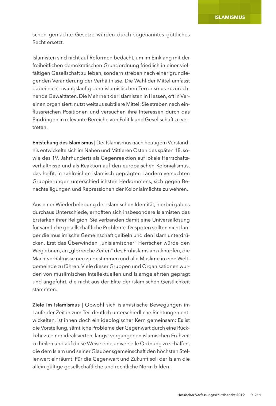 Seite 213 des Verfassungsschutzbericht 2019 Hessen