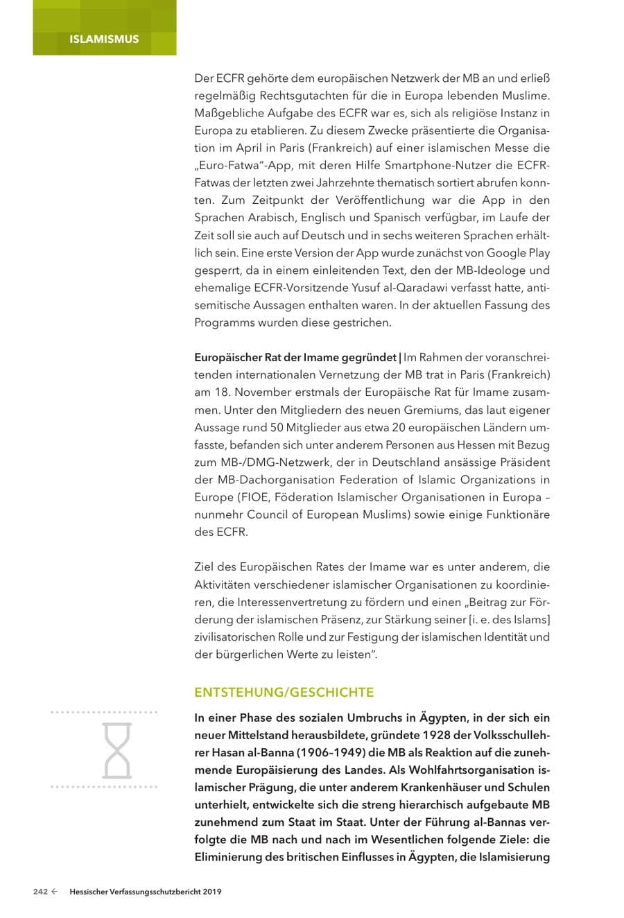 Seite 244 des Verfassungsschutzbericht 2019 Hessen