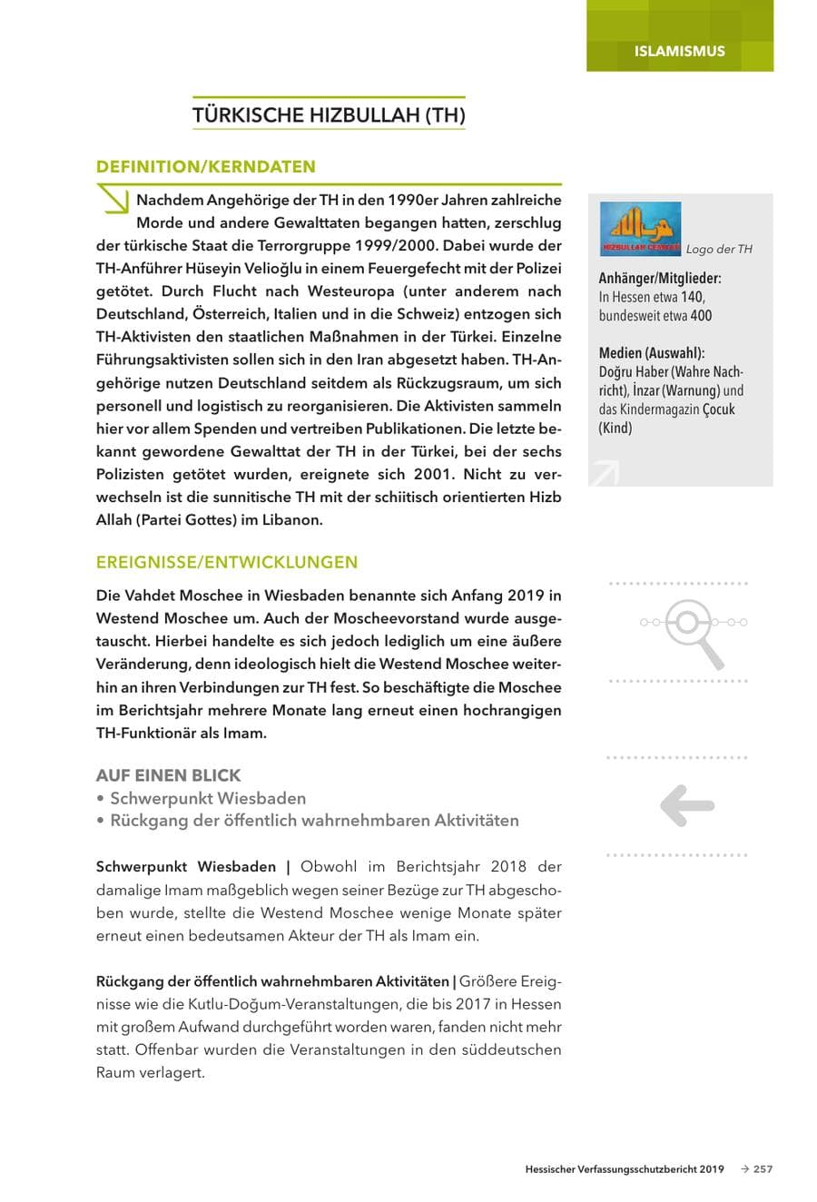 Seite 259 des Verfassungsschutzbericht 2019 Hessen
