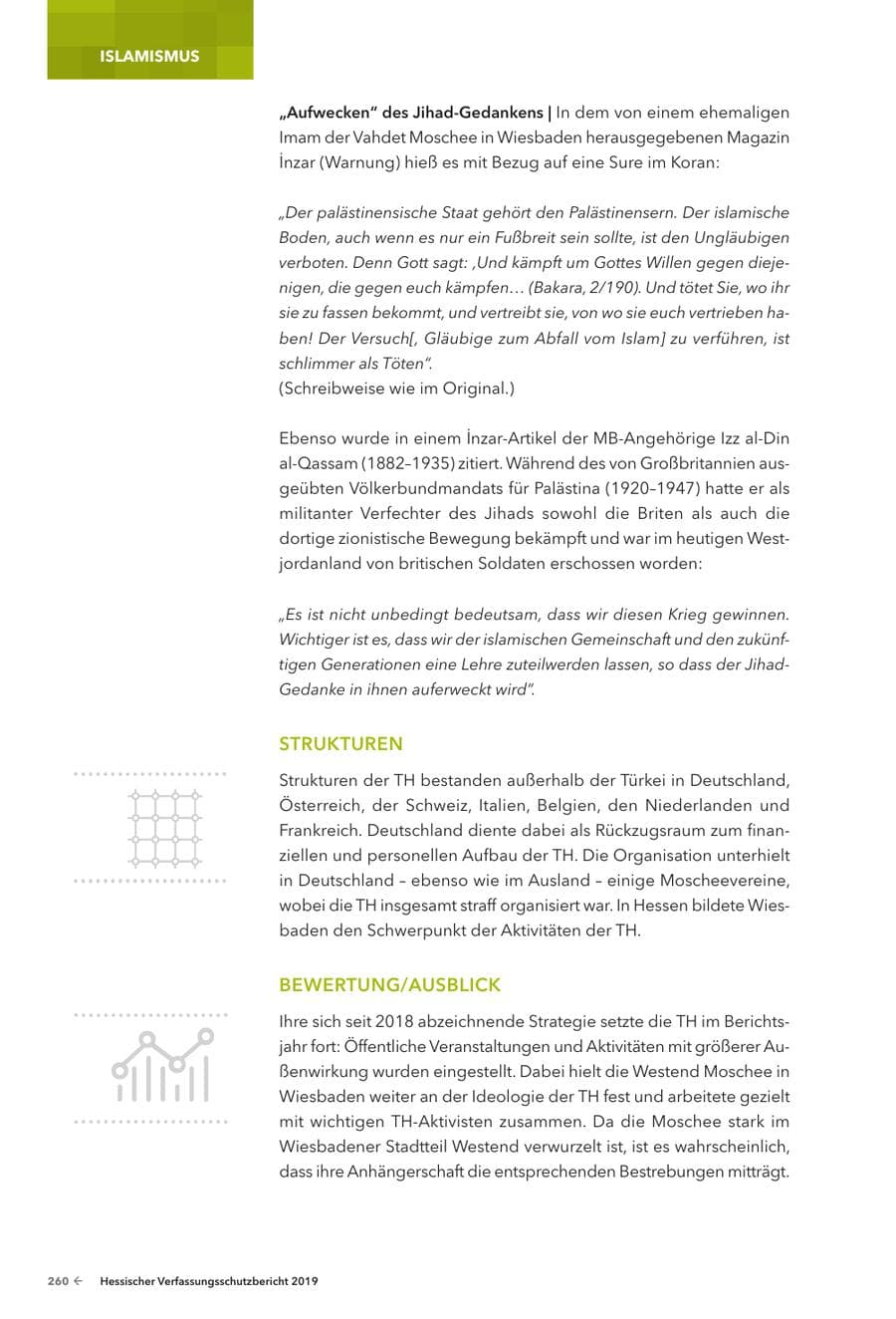 Seite 262 des Verfassungsschutzbericht 2019 Hessen