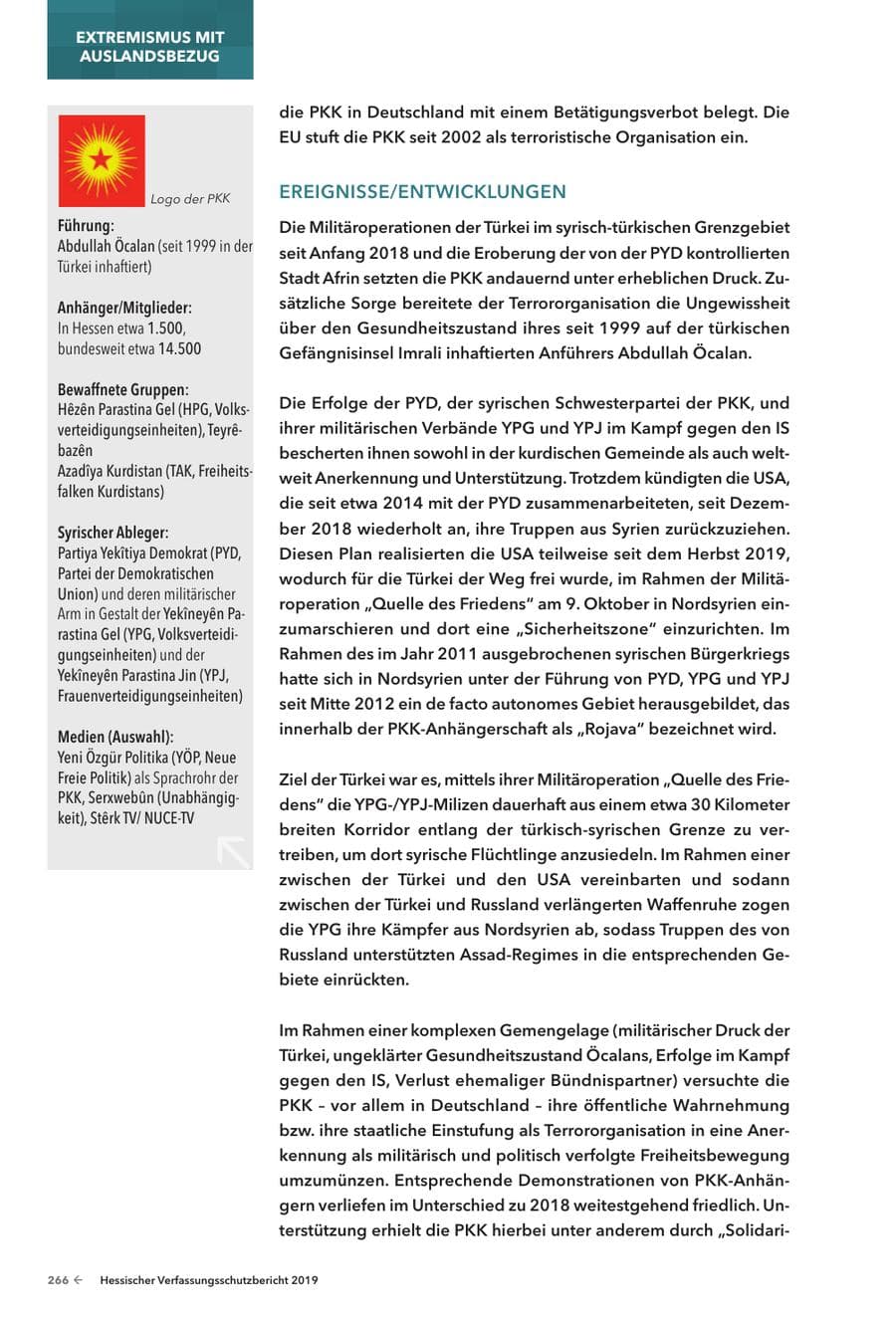 Seite 268 des Verfassungsschutzbericht 2019 Hessen