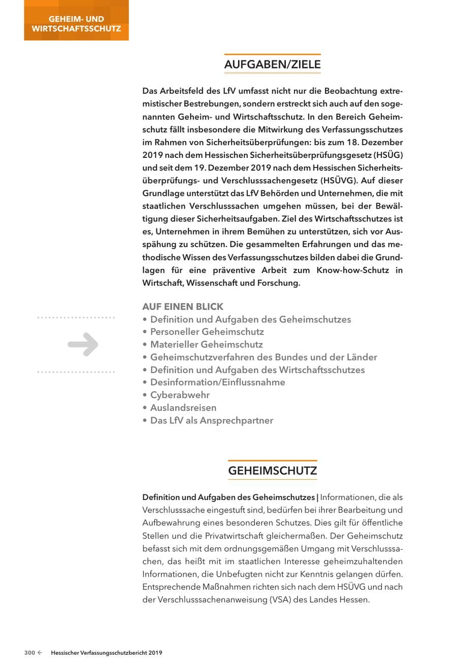 Seite 302 des Verfassungsschutzbericht 2019 Hessen