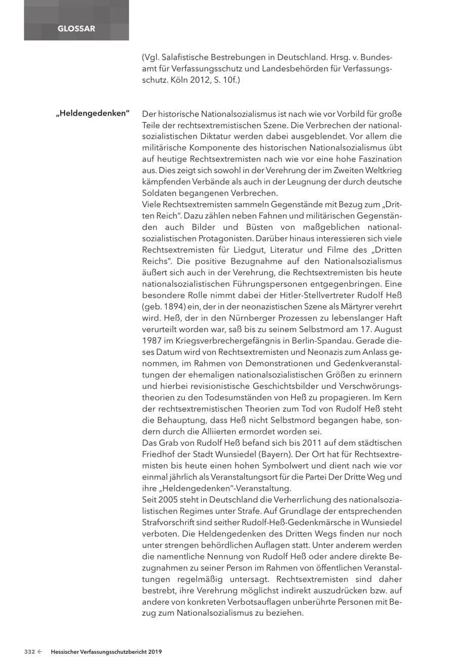 Seite 334 des Verfassungsschutzbericht 2019 Hessen