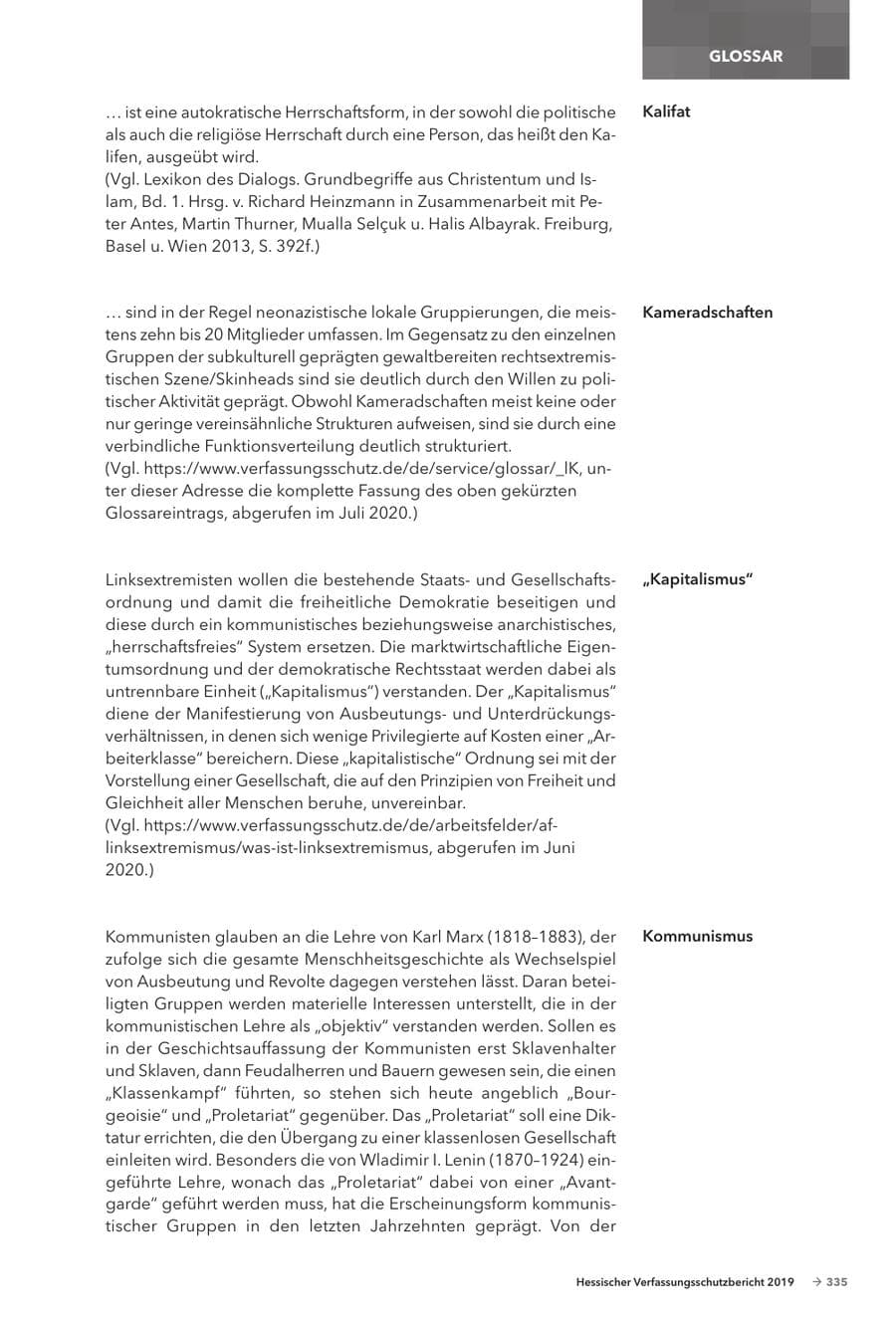 Seite 337 des Verfassungsschutzbericht 2019 Hessen