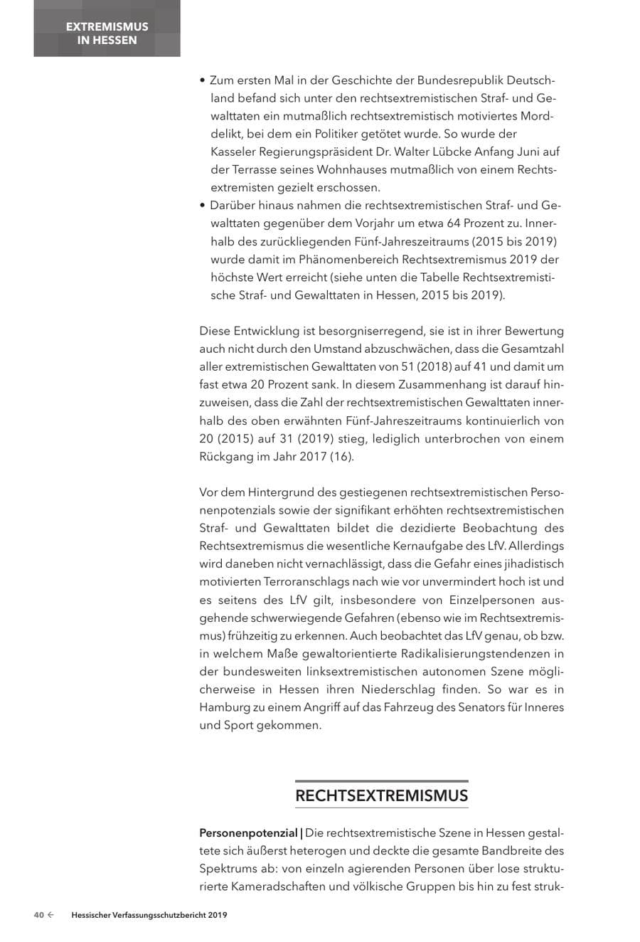 Seite 42 des Verfassungsschutzbericht 2019 Hessen
