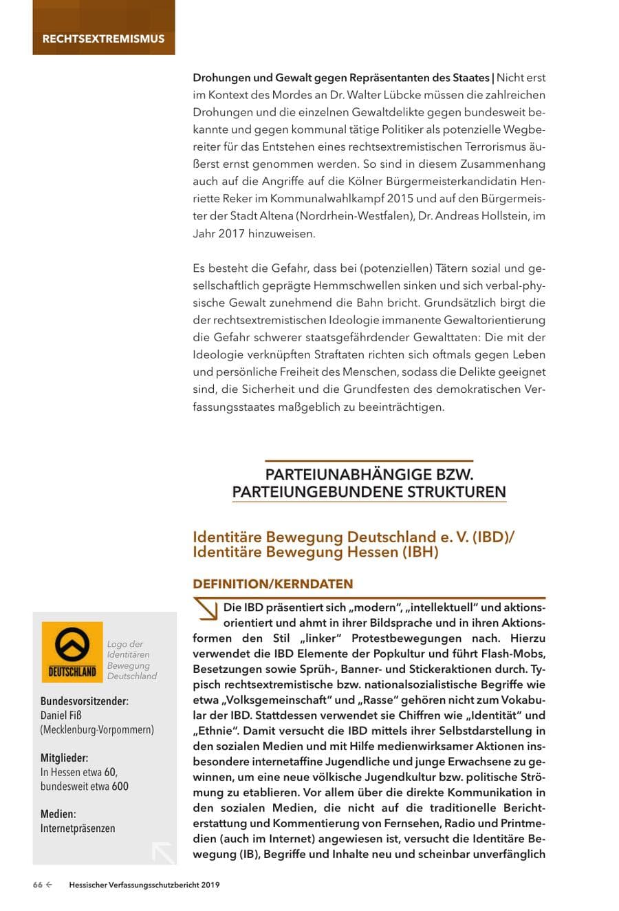 Seite 68 des Verfassungsschutzbericht 2019 Hessen