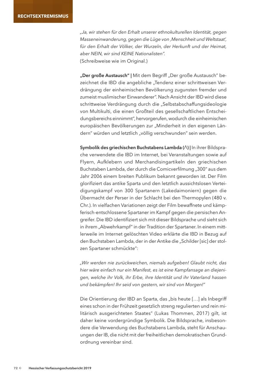 Seite 74 des Verfassungsschutzbericht 2019 Hessen