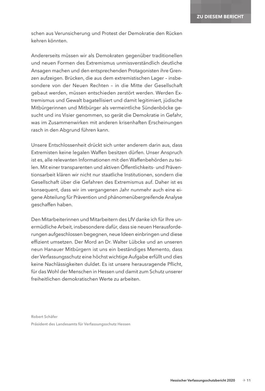 Seite 13 des Verfassungsschutzbericht 2020 Hessen
