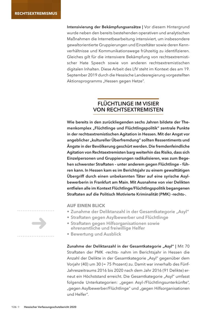 Seite 128 des Verfassungsschutzbericht 2020 Hessen