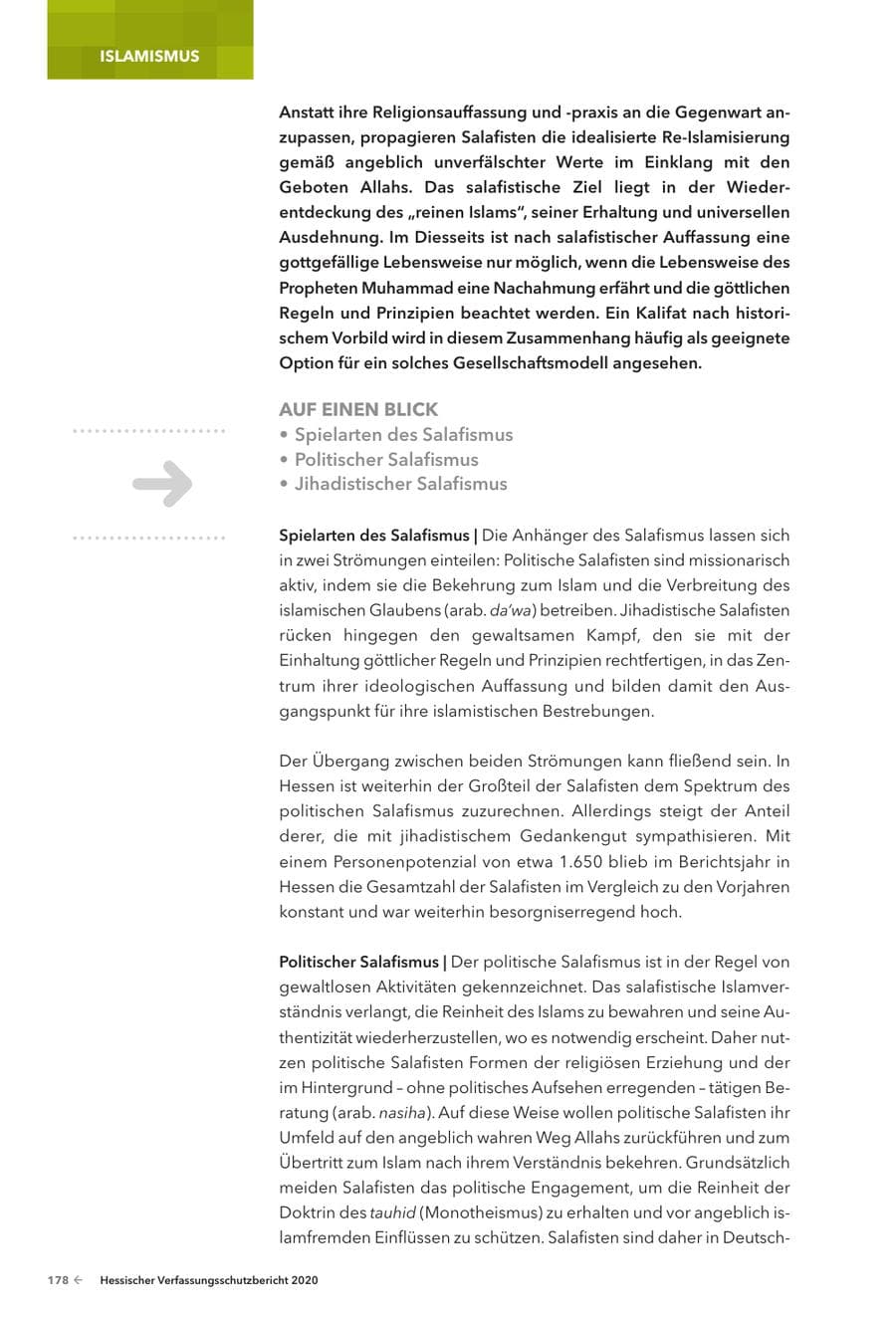 Seite 180 des Verfassungsschutzbericht 2020 Hessen
