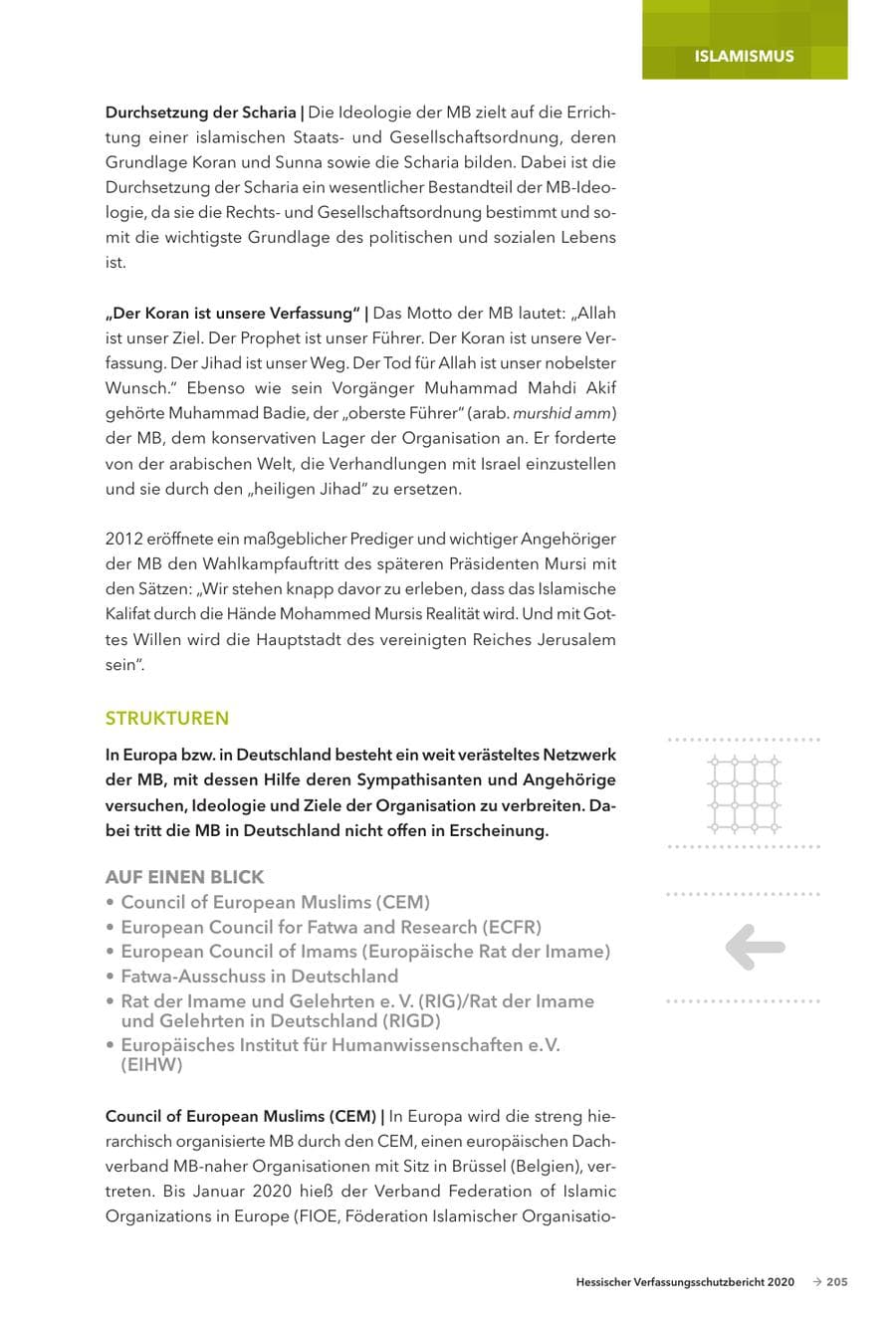 Seite 207 des Verfassungsschutzbericht 2020 Hessen