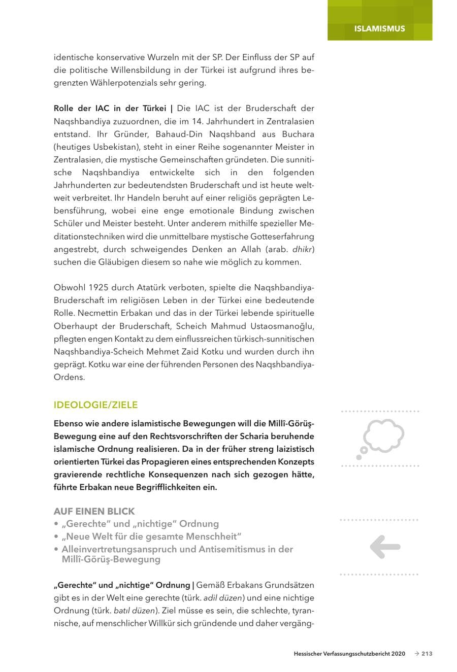 Seite 215 des Verfassungsschutzbericht 2020 Hessen