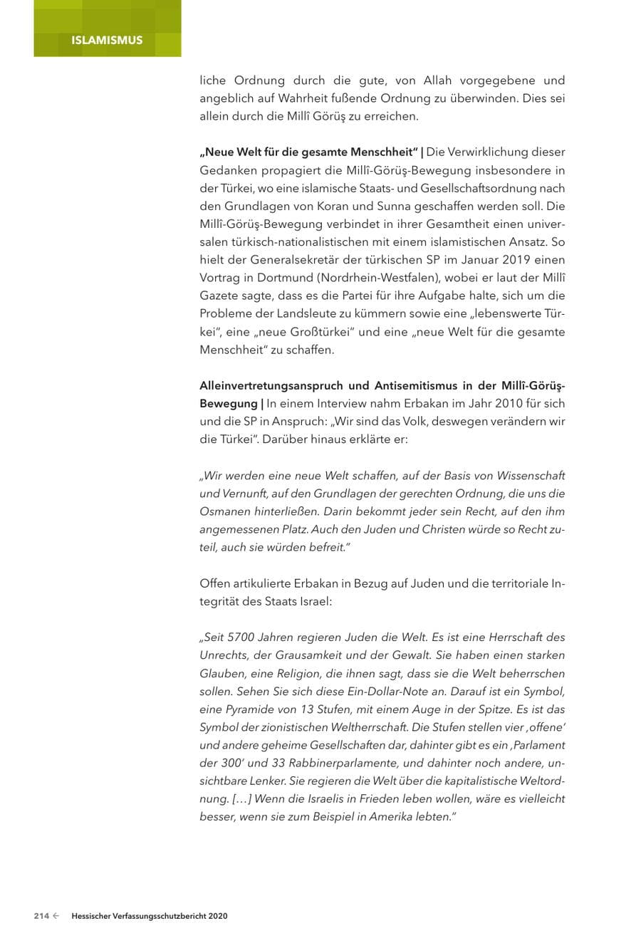 Seite 216 des Verfassungsschutzbericht 2020 Hessen