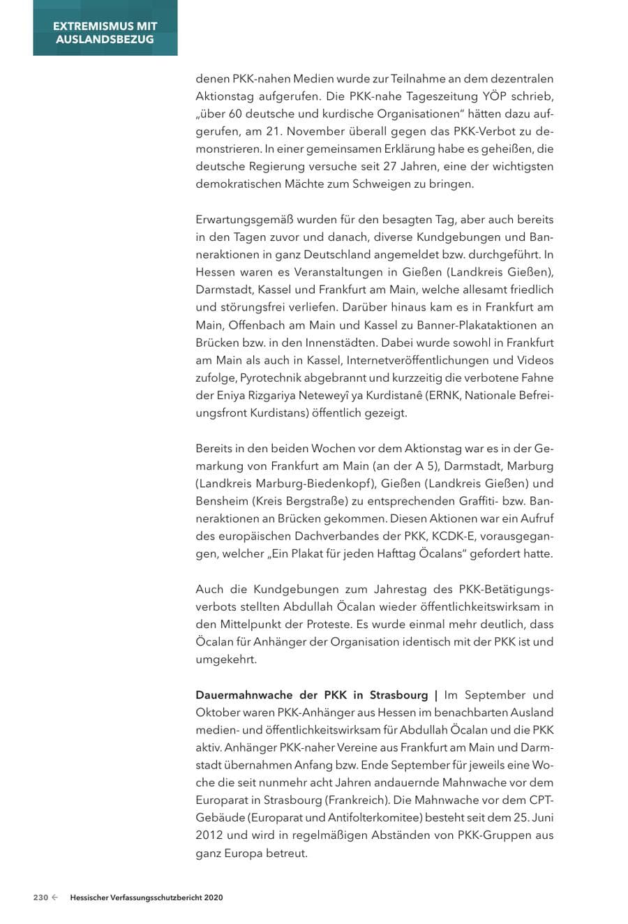 Seite 232 des Verfassungsschutzbericht 2020 Hessen