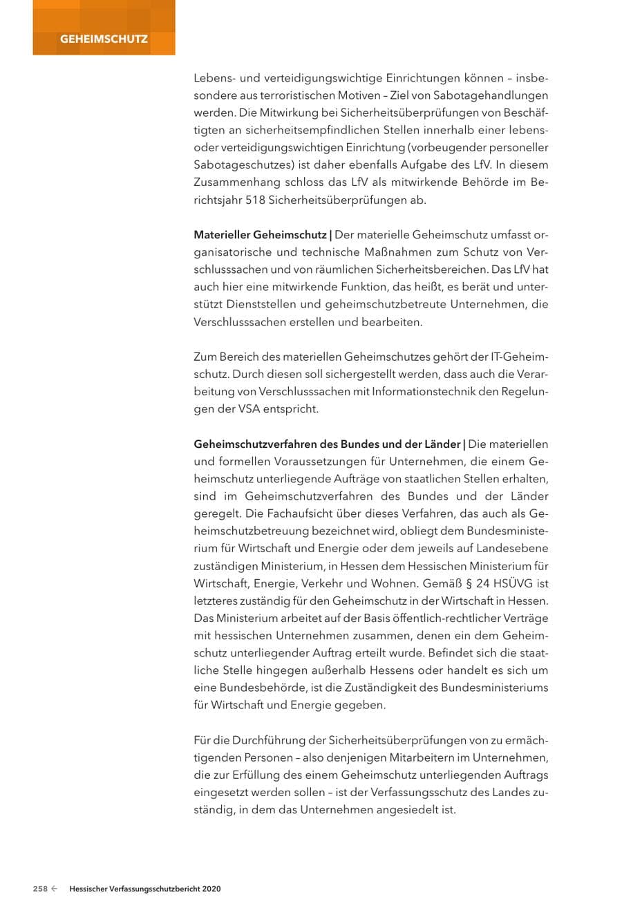 Seite 260 des Verfassungsschutzbericht 2020 Hessen