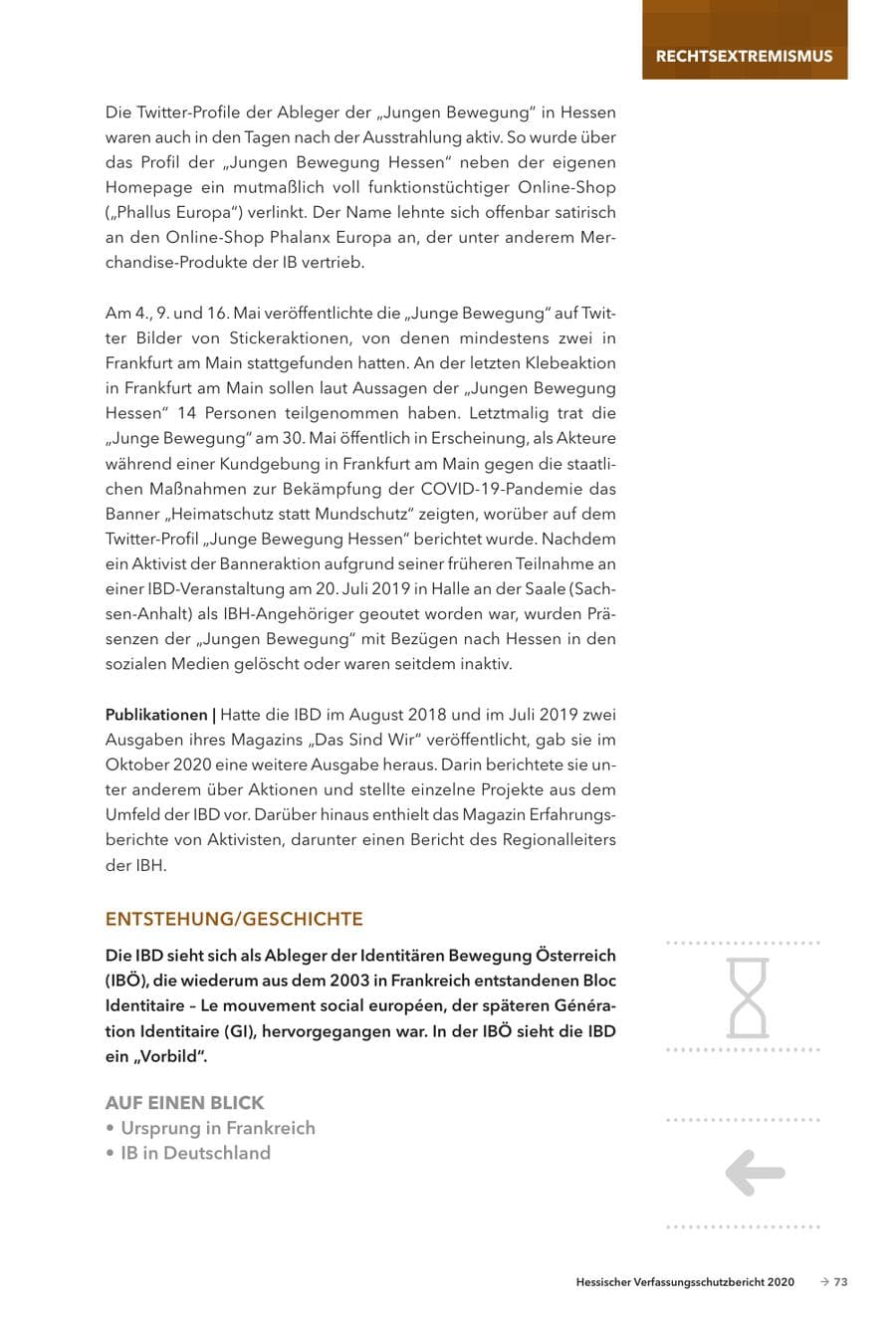Seite 75 des Verfassungsschutzbericht 2020 Hessen