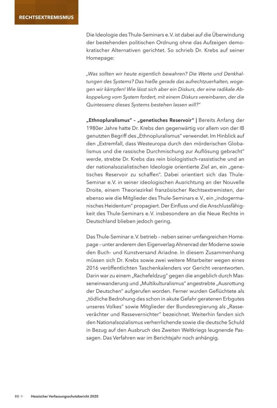 Seite 82 des Verfassungsschutzbericht 2020 Hessen