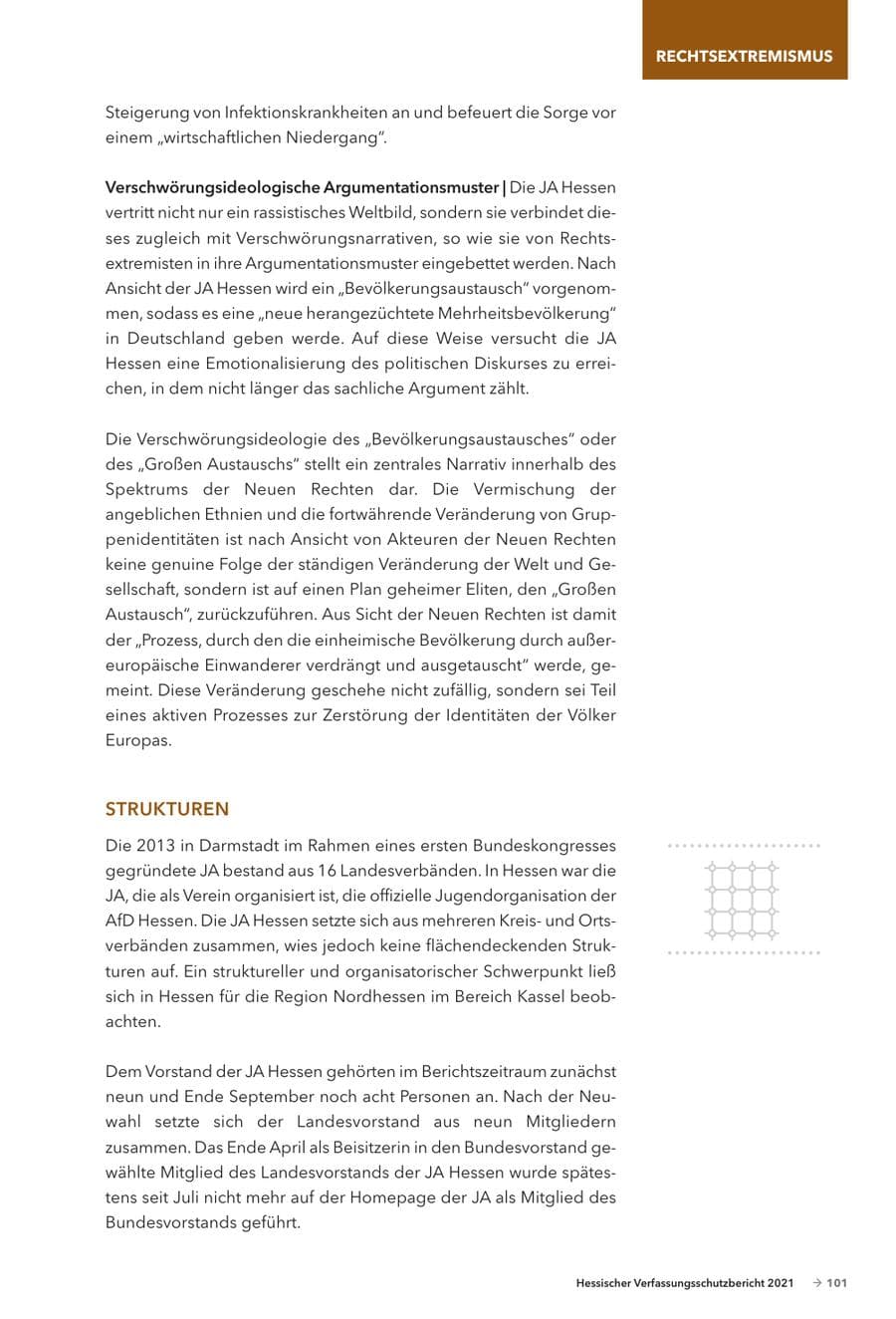 Seite 103 des Verfassungsschutzbericht 2021 Hessen