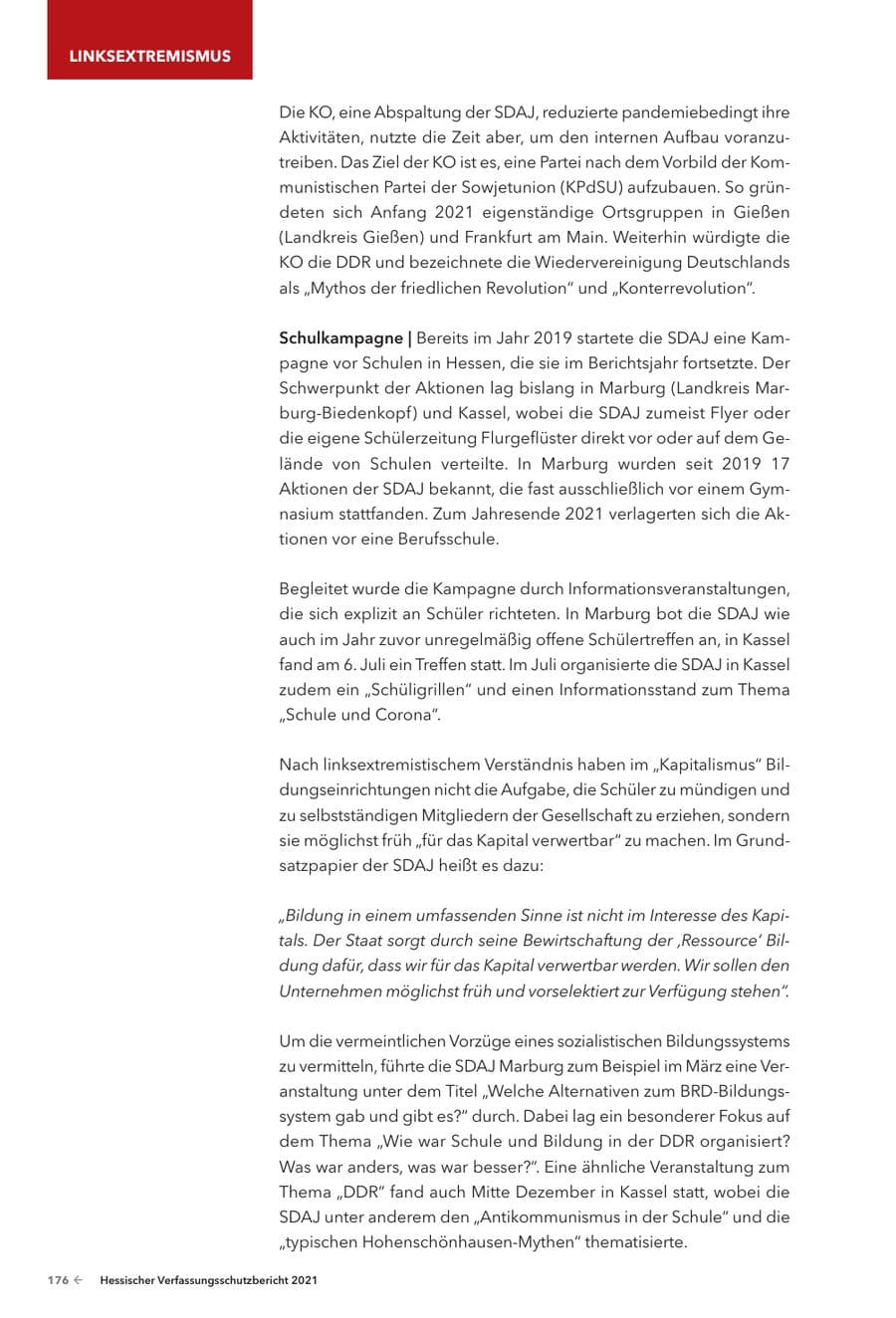 Seite 178 des Verfassungsschutzbericht 2021 Hessen