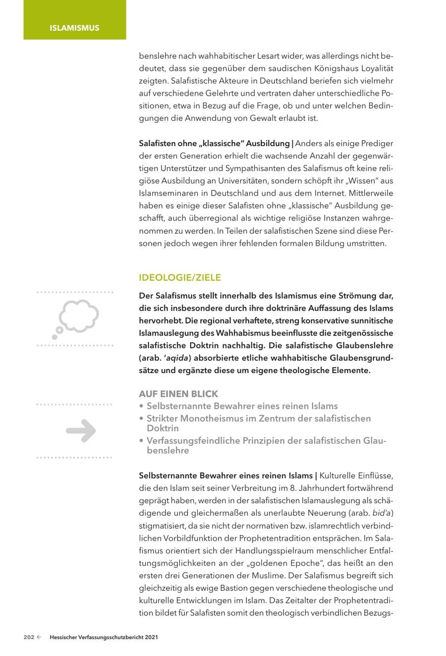 Seite 204 des Verfassungsschutzbericht 2021 Hessen