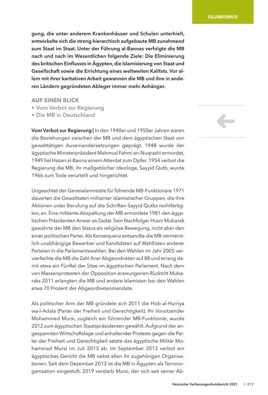 Seite 219 des Verfassungsschutzbericht 2021 Hessen