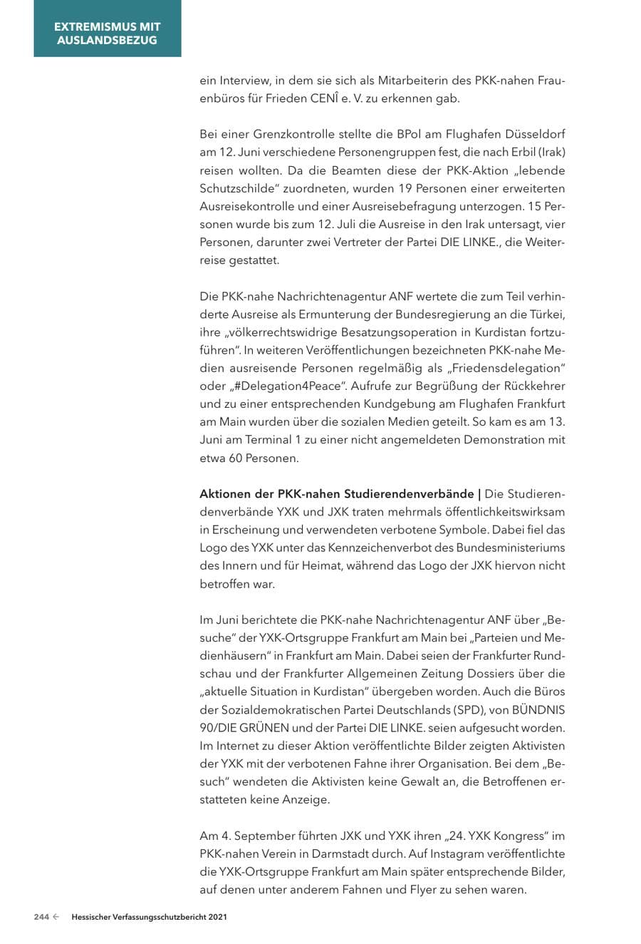 Seite 246 des Verfassungsschutzbericht 2021 Hessen