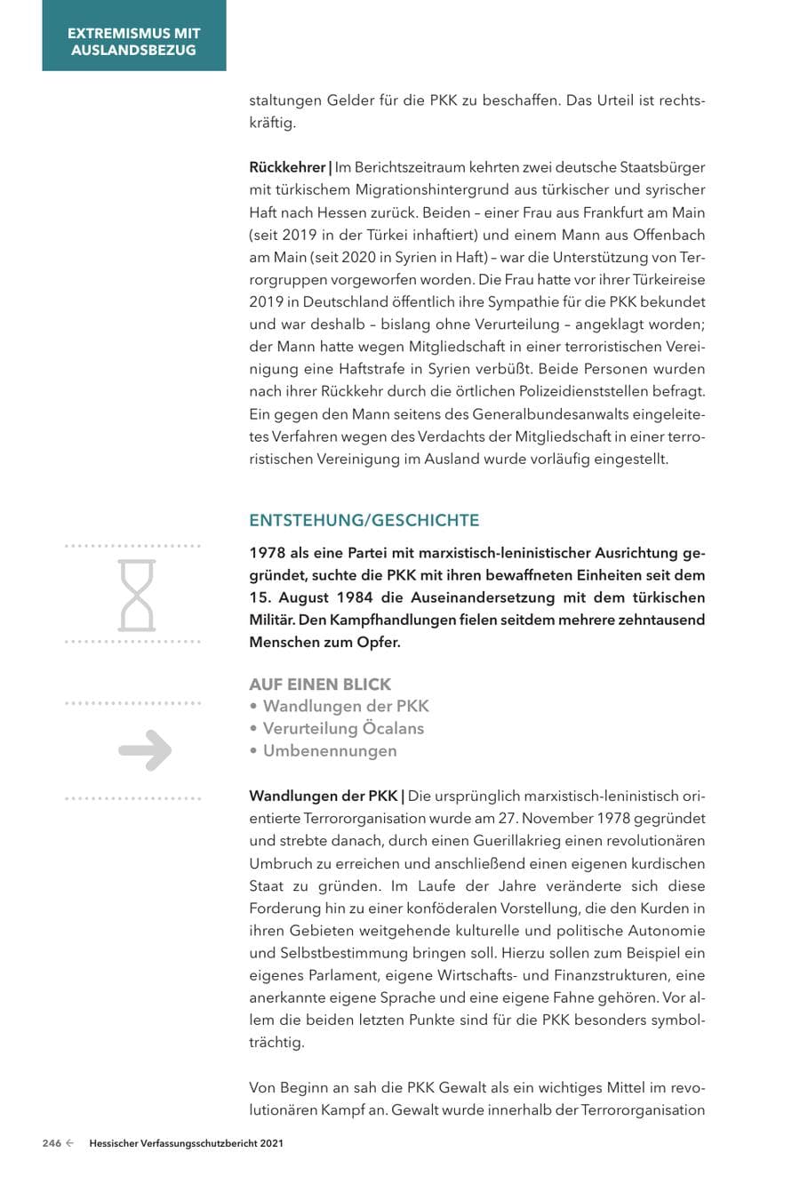 Seite 248 des Verfassungsschutzbericht 2021 Hessen