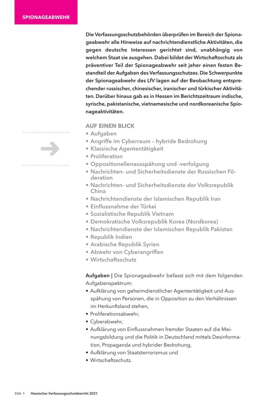 Seite 268 des Verfassungsschutzbericht 2021 Hessen