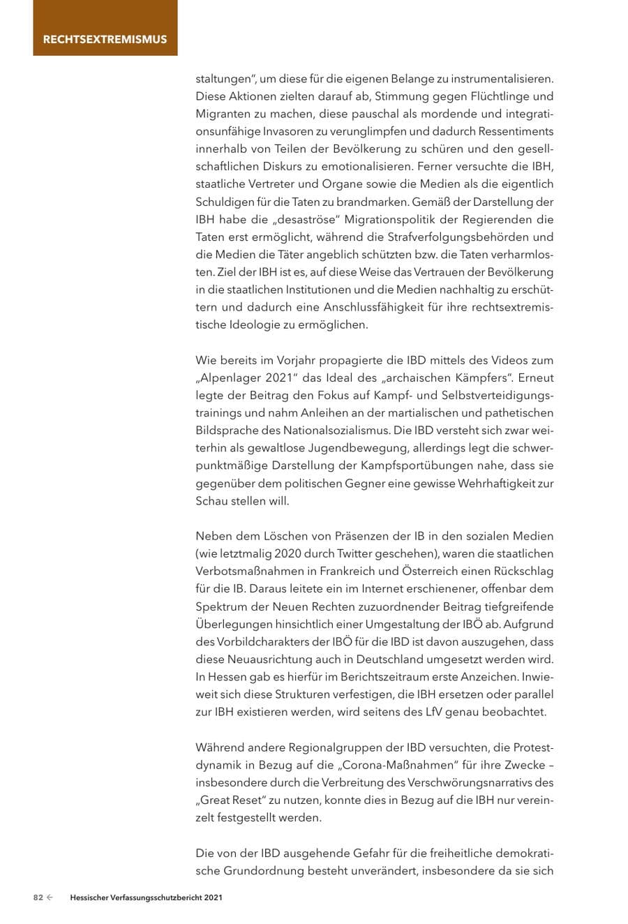 Seite 84 des Verfassungsschutzbericht 2021 Hessen
