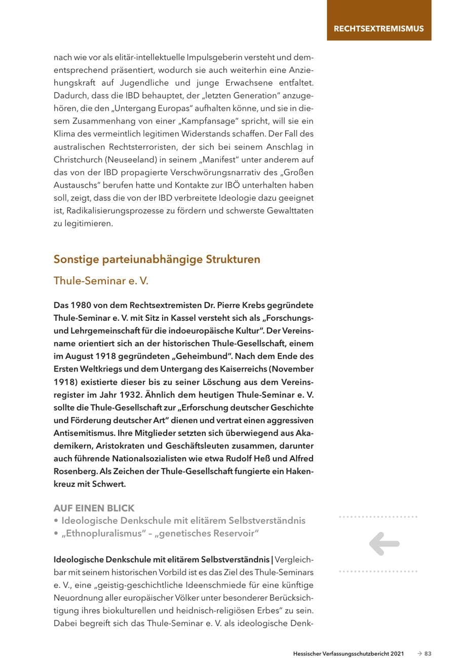 Seite 85 des Verfassungsschutzbericht 2021 Hessen