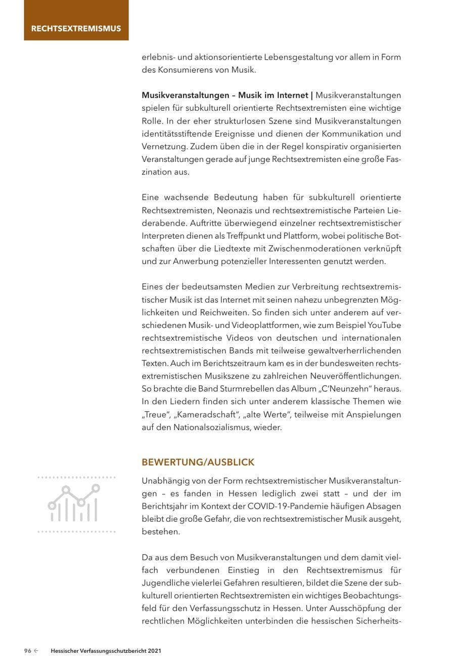 Seite 98 des Verfassungsschutzbericht 2021 Hessen