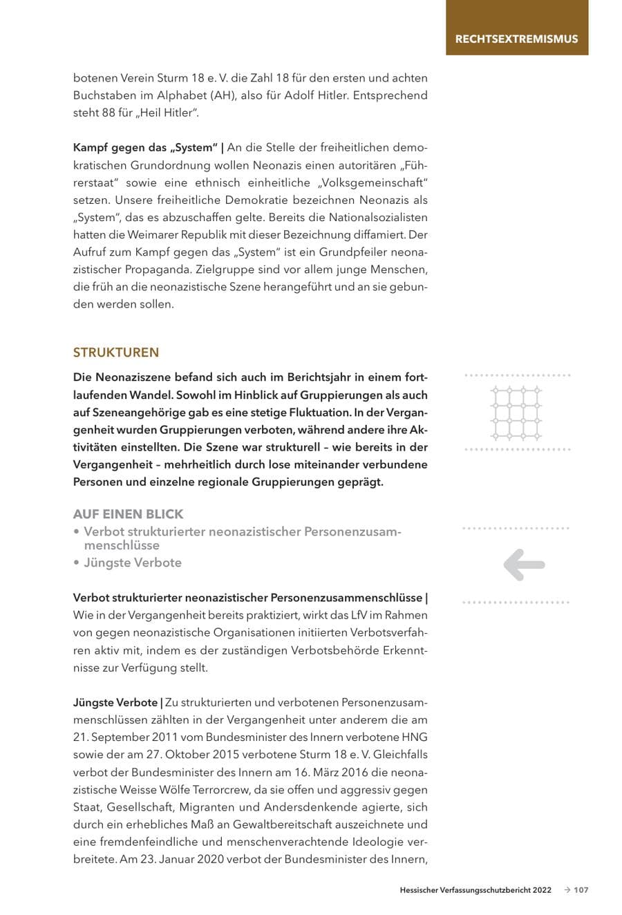 Seite 109 des Verfassungsschutzbericht 2022 Hessen