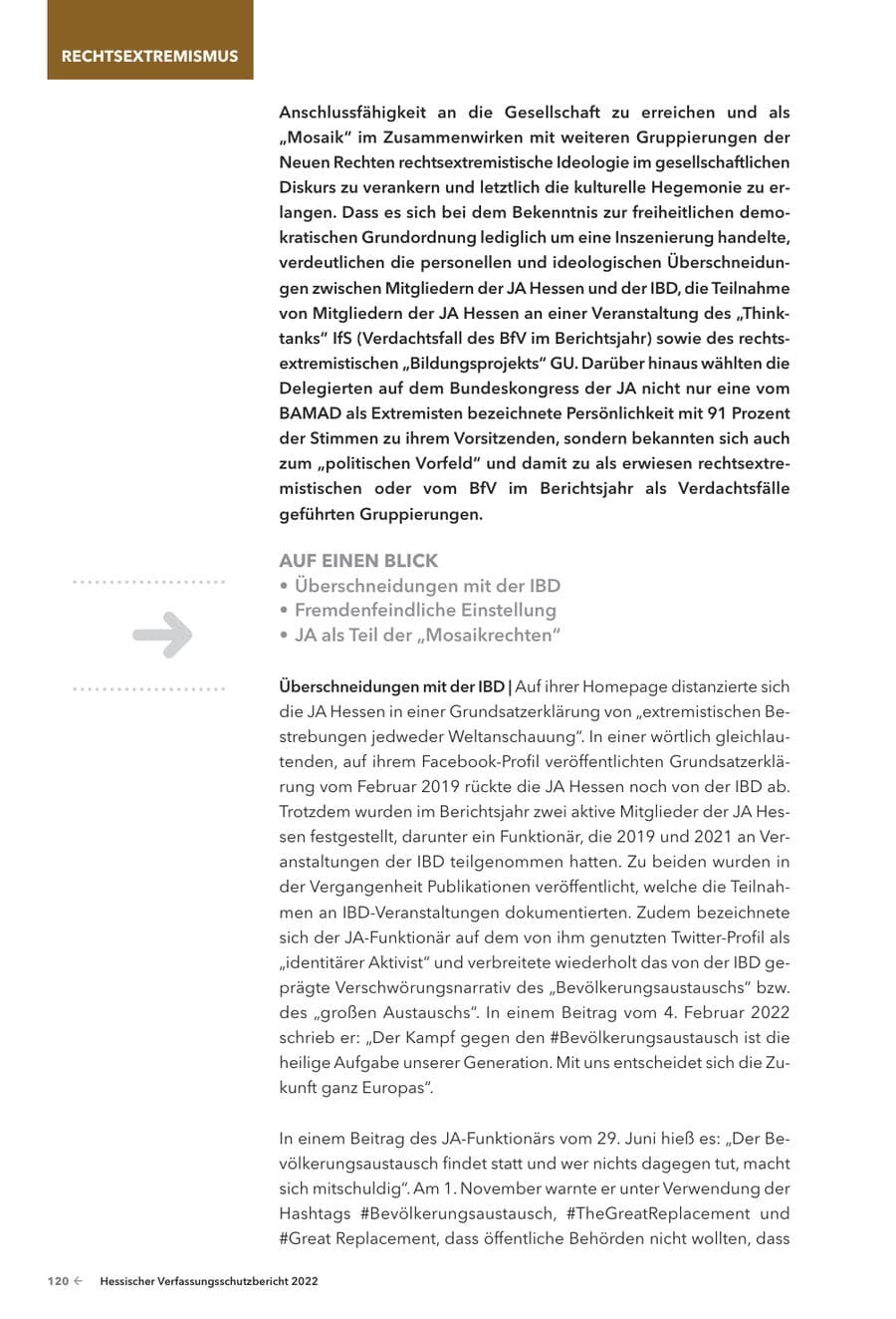Seite 122 des Verfassungsschutzbericht 2022 Hessen