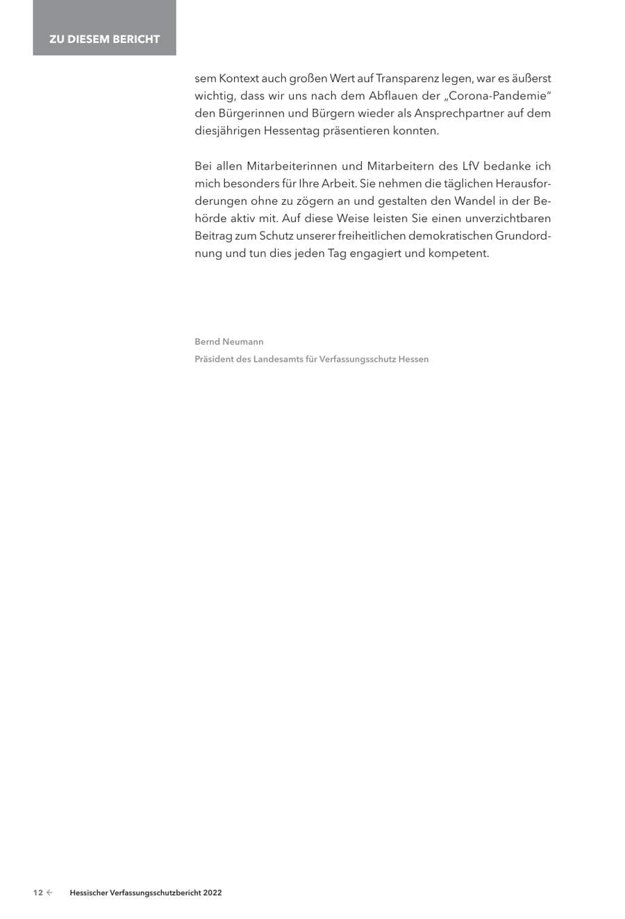 Seite 14 des Verfassungsschutzbericht 2022 Hessen