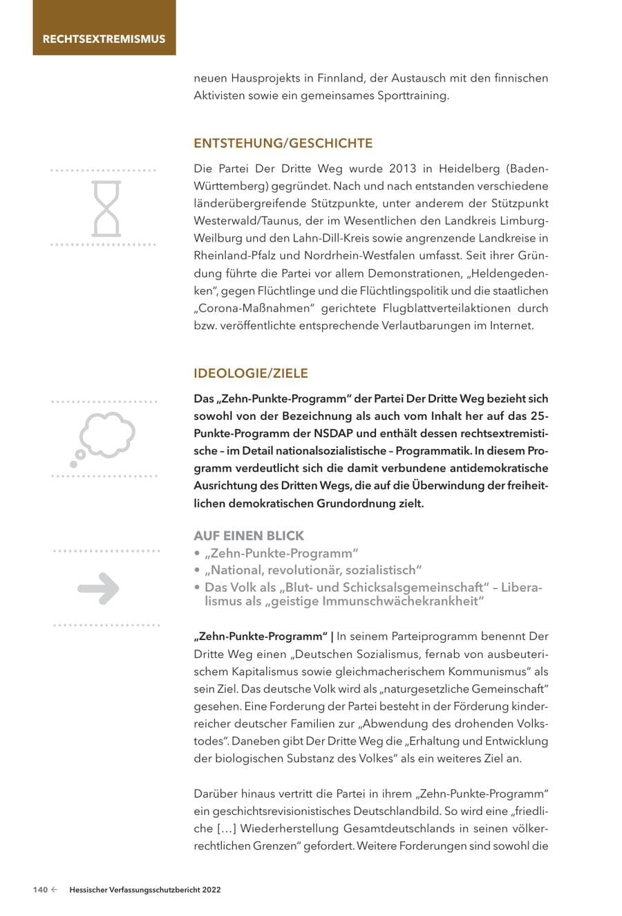 Seite 142 des Verfassungsschutzbericht 2022 Hessen