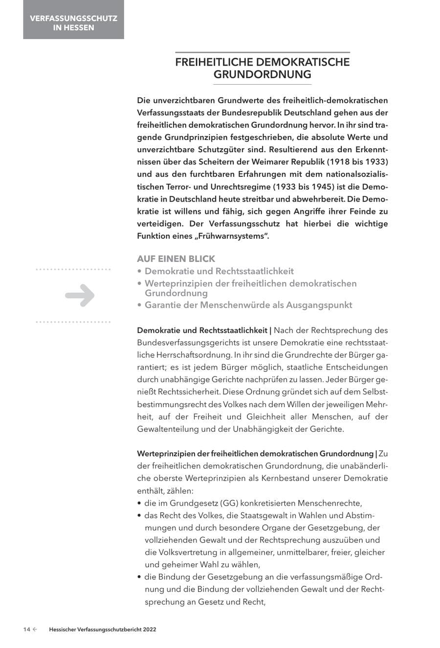 Seite 16 des Verfassungsschutzbericht 2022 Hessen