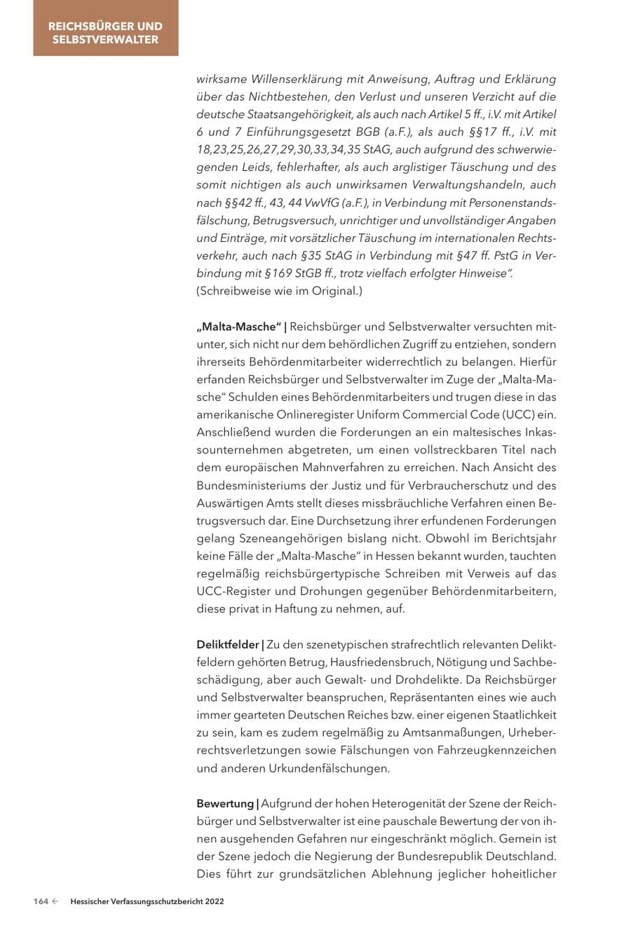 Seite 166 des Verfassungsschutzbericht 2022 Hessen