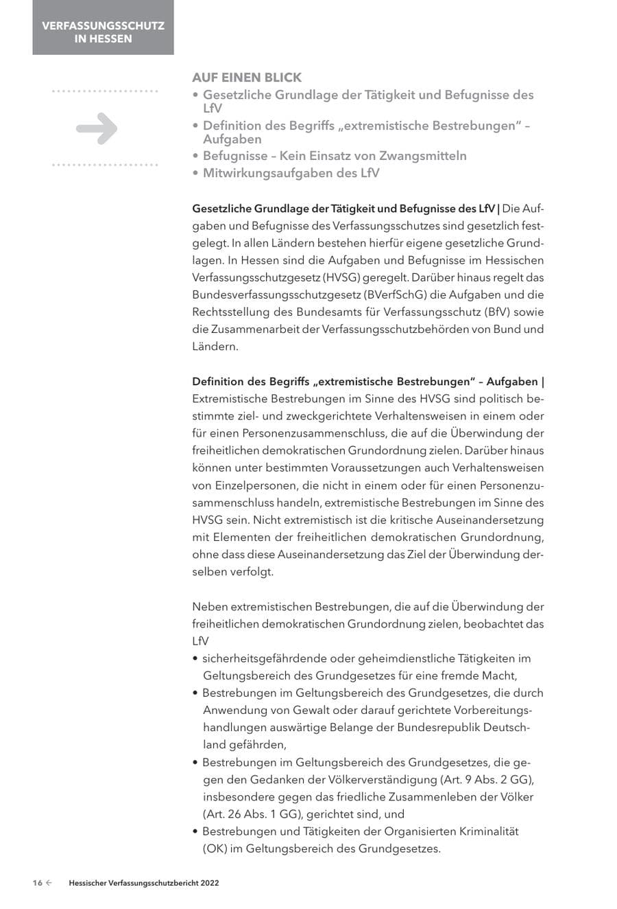 Seite 18 des Verfassungsschutzbericht 2022 Hessen