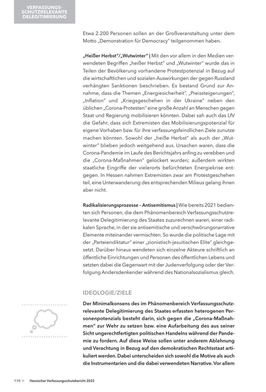 Seite 172 des Verfassungsschutzbericht 2022 Hessen
