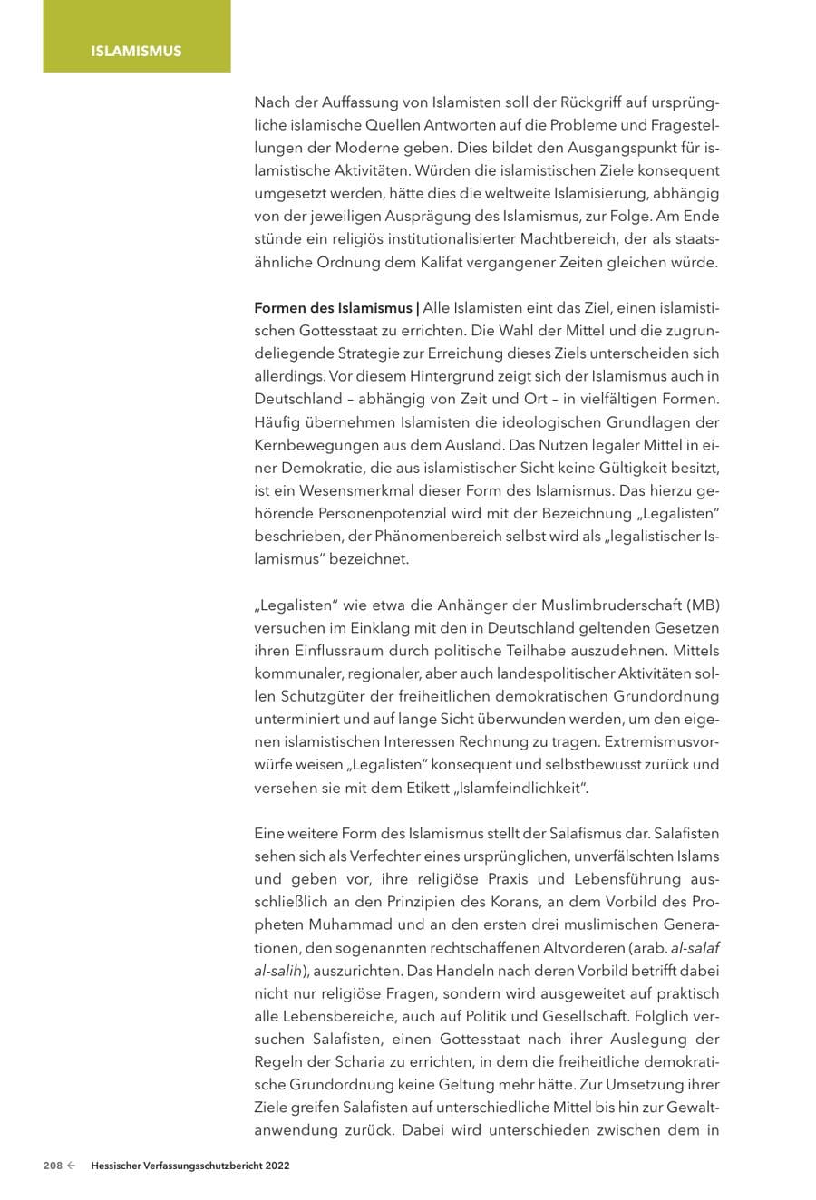 Seite 210 des Verfassungsschutzbericht 2022 Hessen