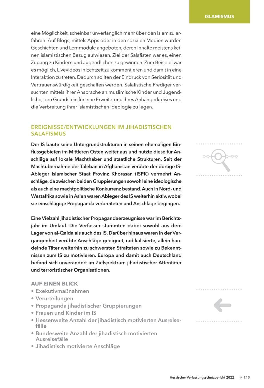 Seite 217 des Verfassungsschutzbericht 2022 Hessen