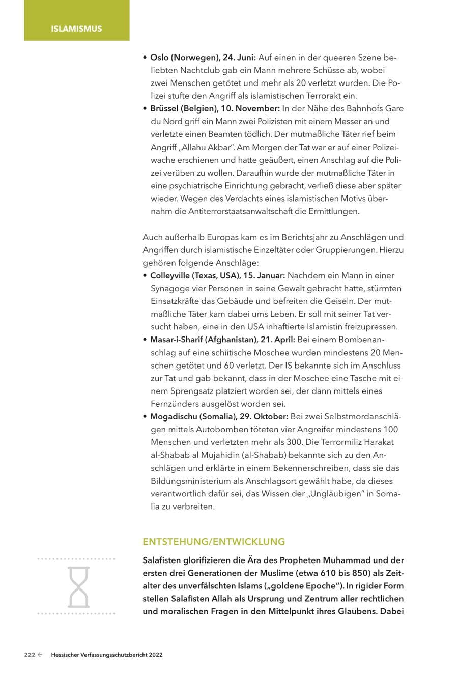 Seite 224 des Verfassungsschutzbericht 2022 Hessen