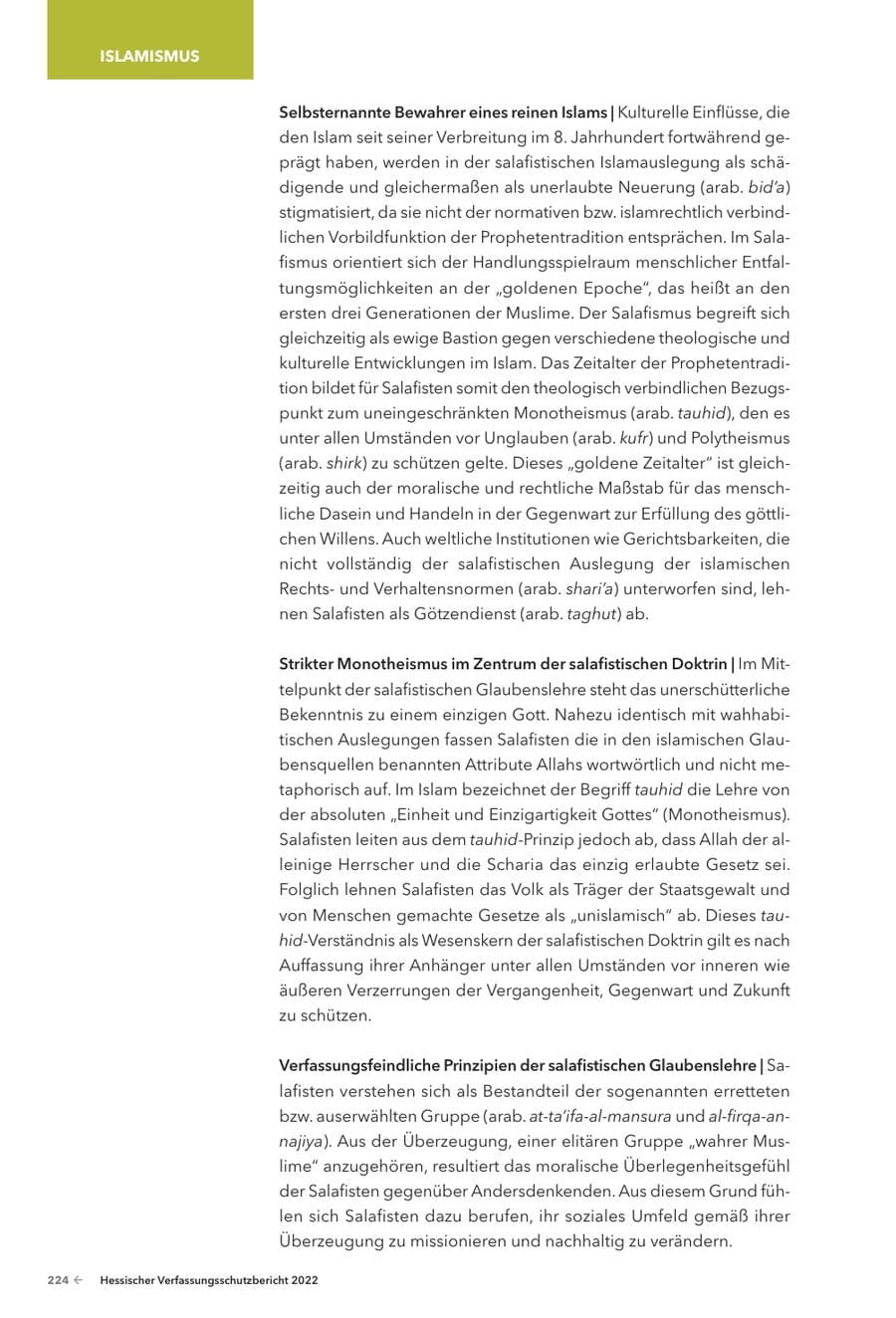 Seite 226 des Verfassungsschutzbericht 2022 Hessen
