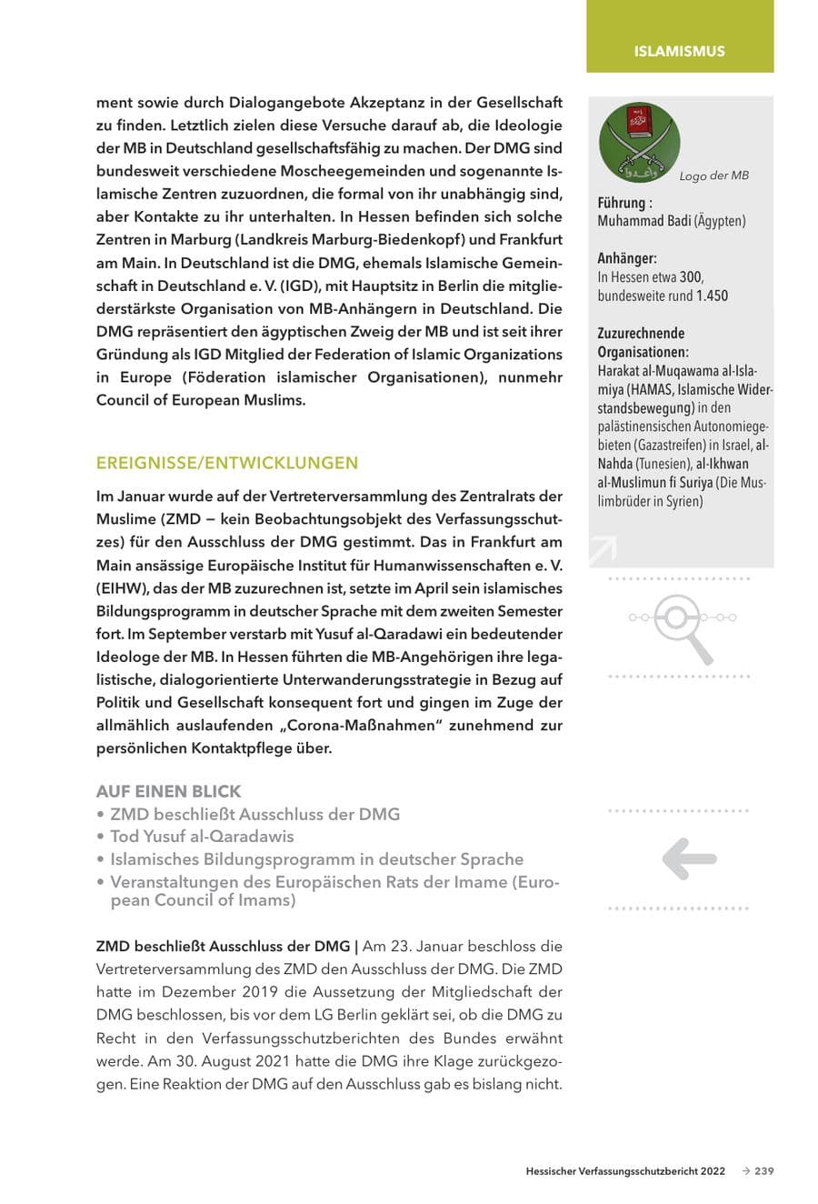 Seite 241 des Verfassungsschutzbericht 2022 Hessen
