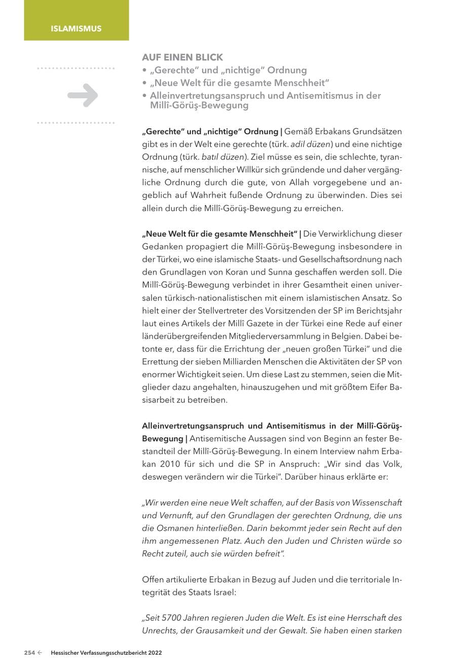 Seite 256 des Verfassungsschutzbericht 2022 Hessen