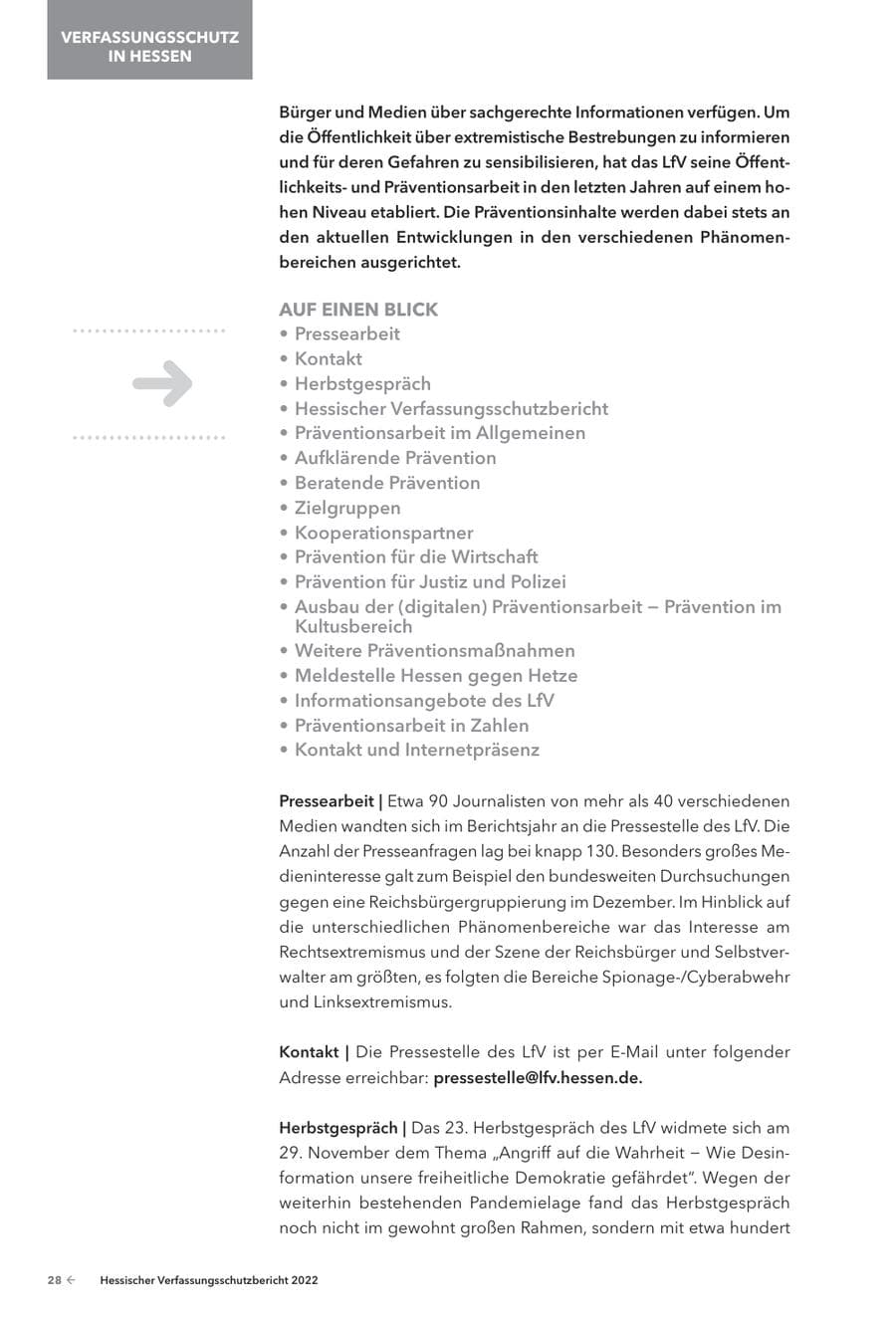 Seite 30 des Verfassungsschutzbericht 2022 Hessen