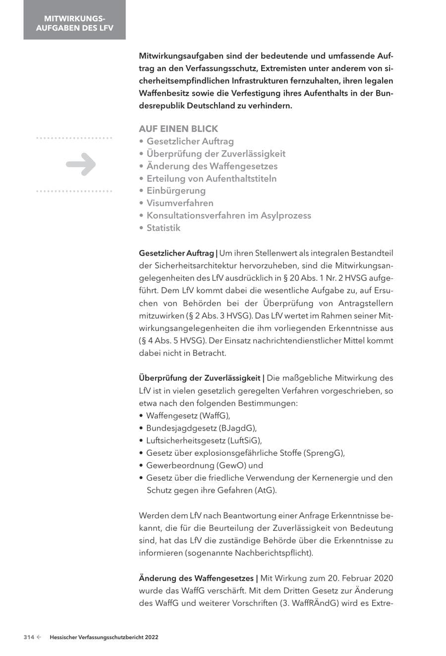 Seite 316 des Verfassungsschutzbericht 2022 Hessen